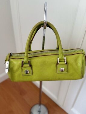 Michael Kors Lime Green Mini Leather Barrel Bag